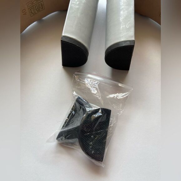 Mode Collective Lily White Grey Nappa Leather Caged Block Heeled Slip On Sandals - Picture 9 of 14